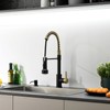 GIMILI Black and Gold Kitchen Faucet with Soap Dispenser Single