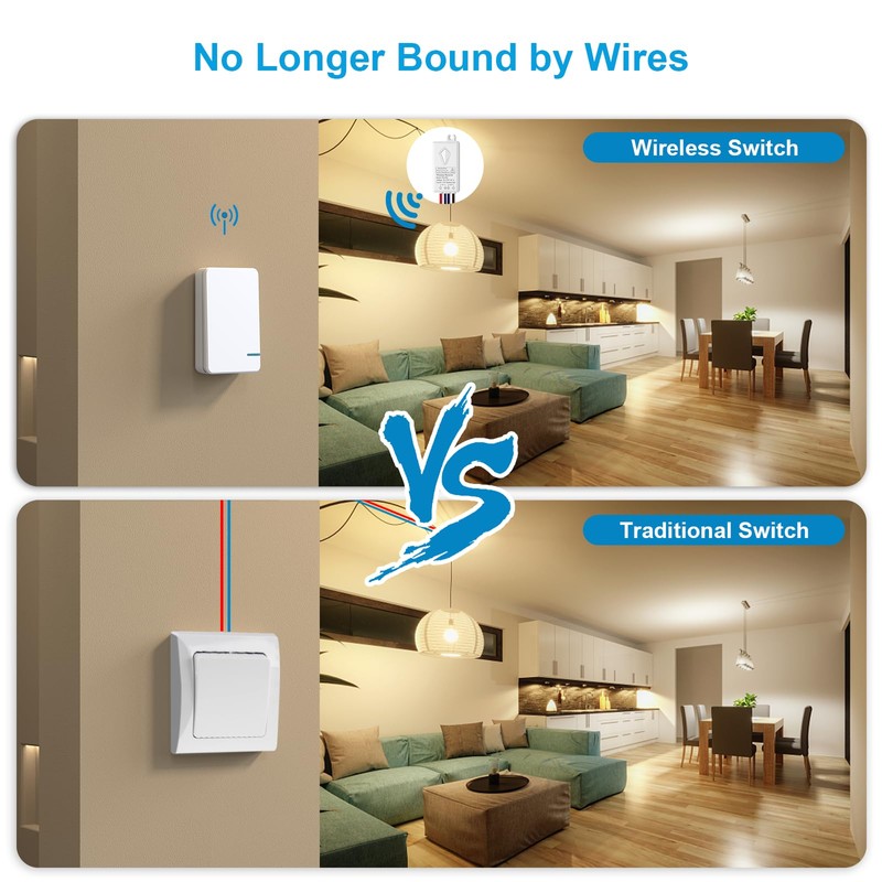 Wireless Switch, 230 V Thinkbee Wireless Light Switch Set with