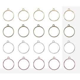 sowaka 20 Pcs Open Bezel for Resin Hollow Pendant Round Metal Multi Color Jewelry Making Kits Supplies for Jewelry Making Finding Necklace Bracelet Resin Mold Frame (4)