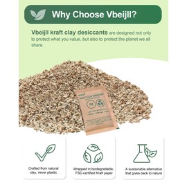 Vbeijll 50g 40 pcs Kraft Clay Desiccant Packs, Food Safe Moisture absorbers