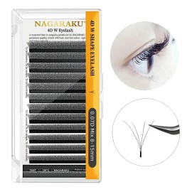 Nagaraku Extensiones De Pestañas 4d W Fibras Tecnológicas Color Negro Espesor 7 Mm Largo 13 Mm Tipo De Curvatura D