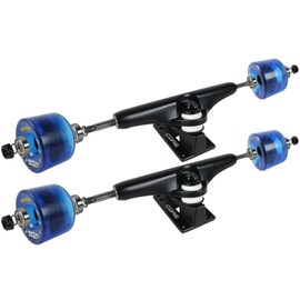 Longboard Skateboard Trucks Combo Set 76mm Bigfoot Cruisers Wheels with Black Trucks, Bearings, and Hardware Package (76mm Blue Wheels, 7.0 (9.63") Black Trucks)