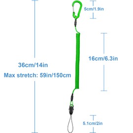 Lix&Rix Stretchy Elastic Coiled Tether Quick Release Detachable Buckle for Handy Cutter Pinpointer Radio Tool Leash, Green 3pcs