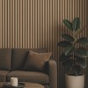 Ribbed Wood Effect Wallpaper – Dark Oak Fluted Panel Design