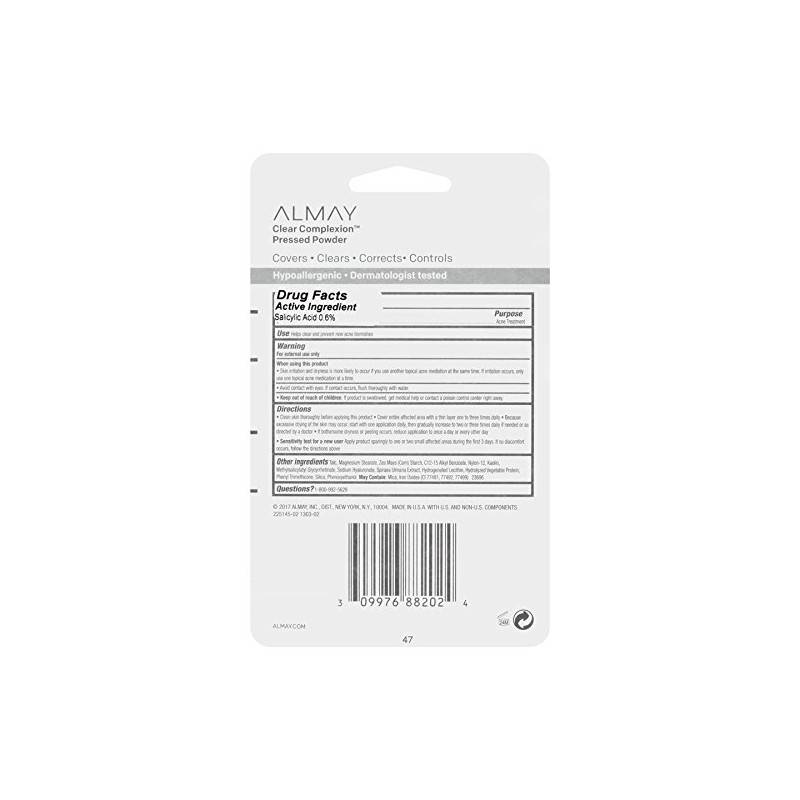 Almay Clear Complexion Pressed Powder, 8 gr, 200 Light/Medium, 2