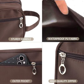 Toiletry Bag for Men Travel Wash Bag Shaving Bag Waterproof Bathroom Gym Make Up Bag for Men & Women (Brown)