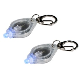 Pocket Glow in the Dark UV LED Black Light 395nm with Small Carabiner, Pack of 2