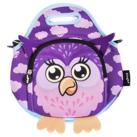 Fringoo® Kids Lunch Bag - Made from Neoprene Thermal Insulated Material - School Lunch Bag - Zipped Pocket Shoulder Strap (Owl)