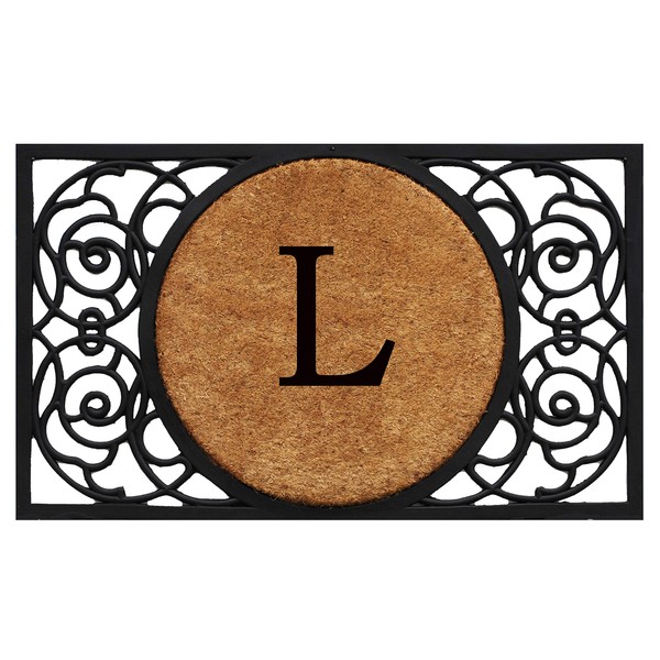 Calloway Mills 180031830L Armada Circle Monogram Doormat, 18" x 30" (Letter L)