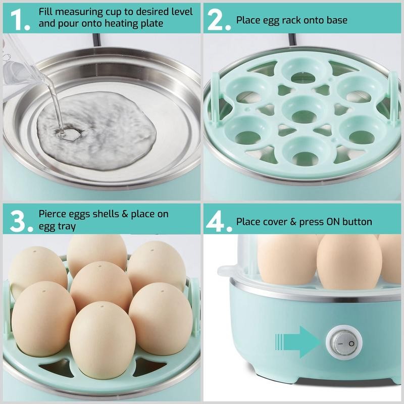 Easy Egg Cooker Electric 7-Egg Capacity, Soft, Medium, Hard-Boiled Egg