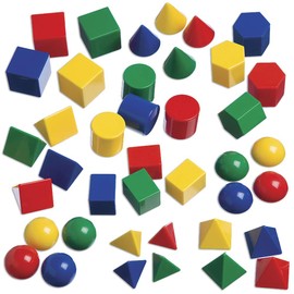edxeducation Mini Geometric Solids | Set of 40 | Multicolored 3D Shapes | Math Manipulative For Kids | Home Learning Toy for Early Math and Geometry