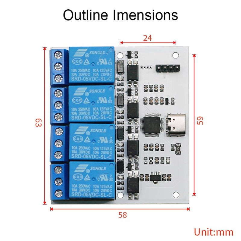 5V Relay USB Serial Control Relay Switch Module USB 4