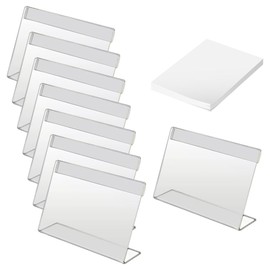 GSHLLO 30 Pcs Small Acrylic Sign Holders L Shaped Display Stand Table Name Card Holders Clear Picture Frame Stands Price Tag Label Holder Mini Sign Display Holder