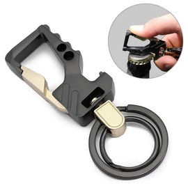 Key Chain Bottle Opener - Heavy Duty Car Keychain Organizer with 2 Size Extra Key Rings, Metal Zinc Alloy, Business Men and Women