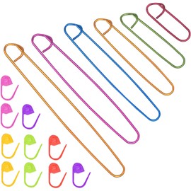 6Pcs Stitch Holder Set, 6 Size Assorted Colors Aluminum Yarn Stitch Holder Set Crochet Knitting Needle Markers Accessories Crochet Safety Pins for DIY Knitting Notions Crochet Needle Hooks Craft