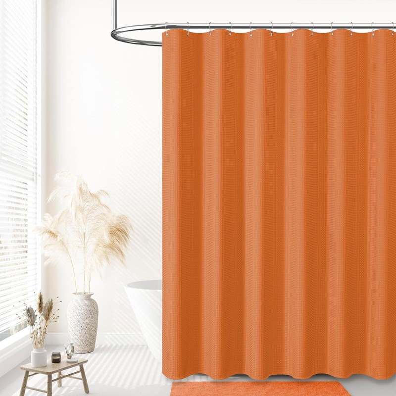 BTTN Orange Waffle Shower Curtain, 180 x 180 cm
