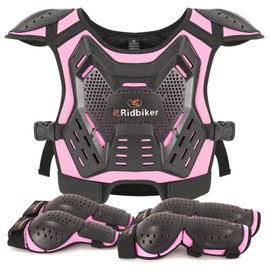 Kids Dirt Bike Gear Motocross Chest Protector Motorcycle Protective Gear Armor Vest Knee Guards Elbow Pads Dirt Bike Riding Gear for Baby Biker ATV (Pink)