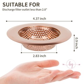 BLAGAIN 2PCS Kitchen Sink Strainer, Stainless Steel Sink Drain Strainer, Food Catcher for Most Sink Drains Basket, 4.5 Inch Diameter, Rose Gold