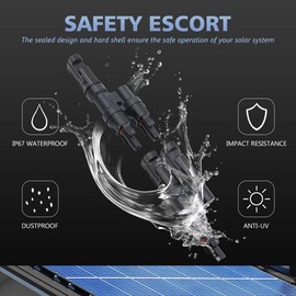 AIRTAK 4 PCS Solar Branch Connectors 1500V DC,IP67 Waterproof T Connector for Parallel Connection Between Solar Panels FMM+MFF (2Pairs)