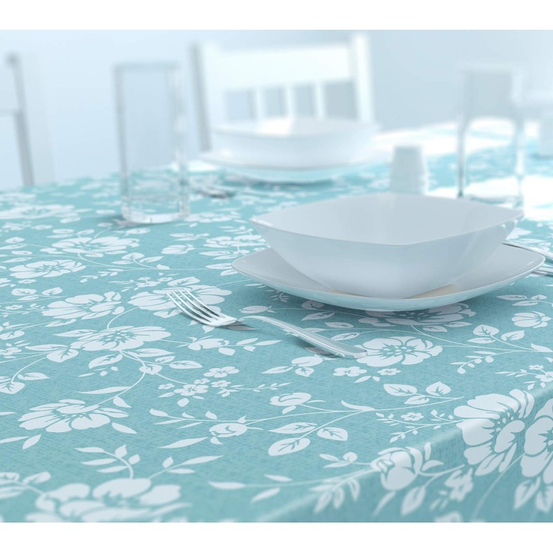 Dehaus® Wipe Clean Table Cloth - Duck Egg Floral Bloom