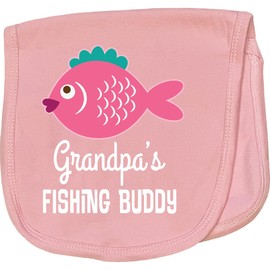 inktastic Grandpa Fishing Buddy Girls Fish Baby Burp Cloth Pink 289d3