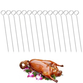 15 cm 100% Food Grade 304 Stainless Steel Turkey Lacers, Roller Needles, Meat Needles, Metal Skewers, Cocktail Skewers for Trussing Turkey and Poultry (15 Pack) (15 cm)