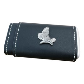 Eagle Flying Cigar Tube Leather Covered Black Case With Cedar Lining In Gift Box 112