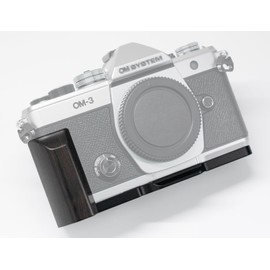 Iborrys-Compatible OM SYSTEM / Olympus OM-3 Camera Dedicated L-Shape Quick Release Plate · Retro Real Wood Handle · Premium Wood Grip · Arca Standard Specification (Purple Ebony Chalkboard)