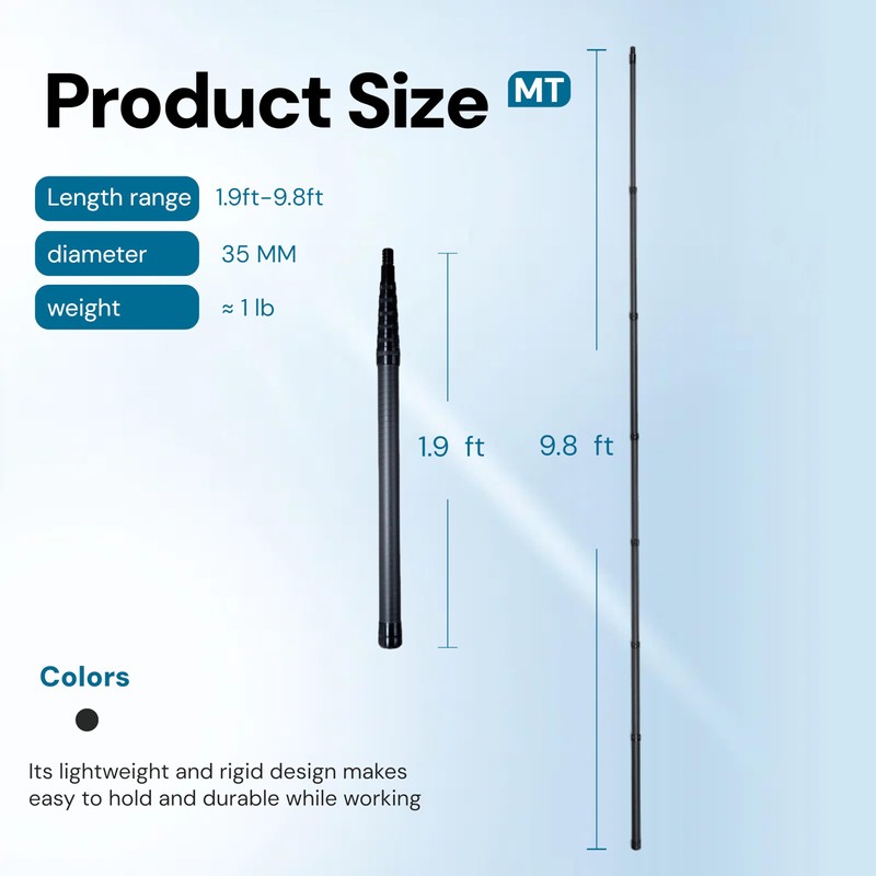 Zanvxt 1.9 to 9.8ft Carbon Fiber Extension Pole. Multi-Purpose Pole