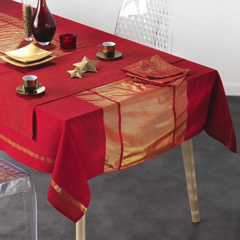 Douceur d'Intérieur ELEGANCIA 3 Napkins, Red/Gold, 40 x 40 cm