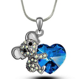 DianaL Boutique Adorable Koala Teddy Bear Heart 3D Pendant and Necklace