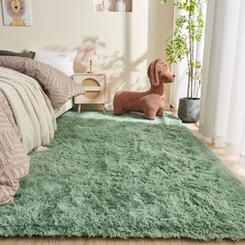 OPPODREAM 8x10 Mint Green Rugs for Bedroom, Ultra-Soft Fluffy Area Rugs for Living Room, 8 x 10 Shag Carpet for Nursery, Kids, Girl, Boy, Baby, Plush, Fuzzy, Shaggy, Mint Green Cute Home Decor