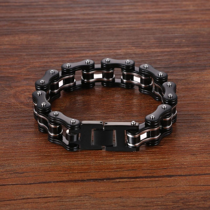 Cupimatch Men's Biker Motorcycle Chain Bracelet Stainless Steel 13 mm