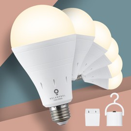 RELAMPBOL 6 Pack Rechargeable Emergency Light Bulb Battery Operated Power Outage Light LED Dimmable Bulbs 3000K 9W 120V 800Lumens E26 for Hurricane Camping
