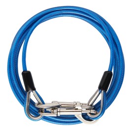 10ft Tie Out Cable for Dogs, Galvanized Steel Wire Pet Leash with PVC Coating for Yard/Camping/Running/Park/Outside, Pets Up to 100lbs (Blue)