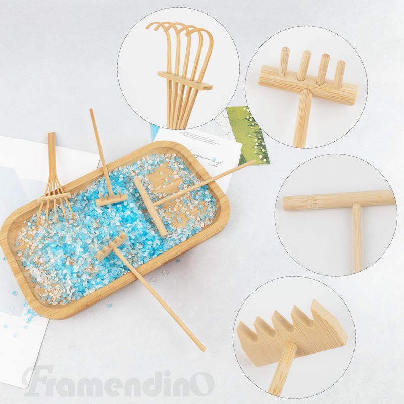 Framendino, 4 Packs Mini Zen Garden Rake Tool, DIY Sand