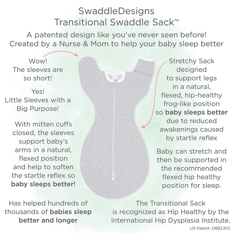 SwaddleDesigns Swaddle Sack with Arms Up, Tiny Hedgehog, Black, Small,