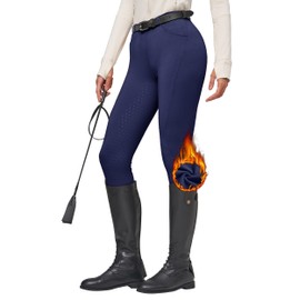 Willit Women's Fleece Riding Breeches Winter Horse Riding Pants Tights Equestrian Thermal Schooling Tights Navy Blue S