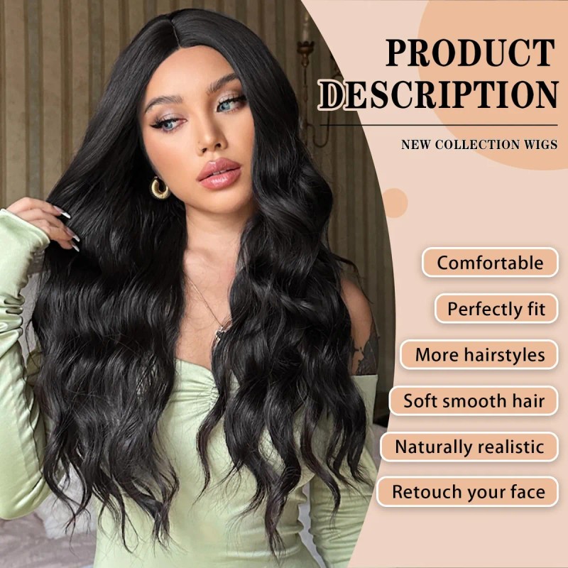Peluca Larga Pelo Natural Ondulado Moda Para Mujer