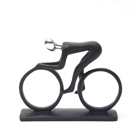 Hosoncovy Resin Cyclist Ornament Riding Man Sculpture Cyclist Sculpture Bicycle Statue Cyclist Figure Home Decoration Ornament Sculpture for Home Living Room Bedroom Office (Silver)