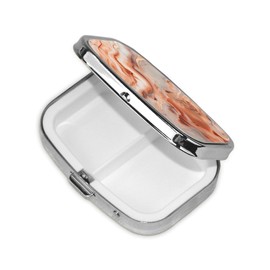 Rose Gold Marble Print Metal Iron Plating Square Mini Pill Box Portable Pill Box for Home Traveling Purse