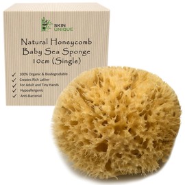 Skin Unique Natural Baby Sponge - Unbleached Mediterranean Sea Honeycomb for Babies and Children - 100% Natural, Organic, Strong, Durable, Hypoallergenic - for Bath and Cleansing