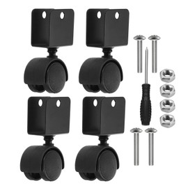 PATIKIL 1.5" Swivel Caster with 1" U Bracket, 4 Pack 360° Rotation Swivel No Noise Wheel Total Load Capacity 66 Lbs for Furniture Legs