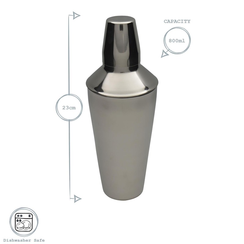 Rink Drink 3 Piece Manhattan Cocktail Shaker, Built in Strainer,