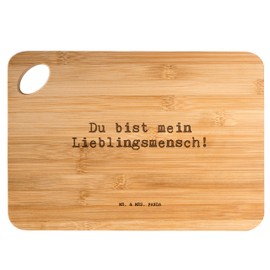 Mr. & Mrs. Panda Bamboo Chopping Board with German Text "Du bist Mein Lieblingsmensch!" [German Language] Gift, Dulcimer Board, Wooden Board with Engraving, Boards /