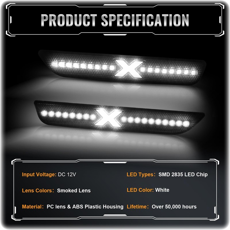 POPMOTORZ LED Side Marker Lights Compatible With Ford Mustang 2010