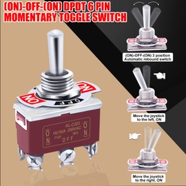 Twidec/3Pcs Waterproof Heavy Duty Toggle Switch 12V DC 30A DPDT 3 Position 6 Pin ON-Off-ON Switch with Weatherproof Boot Cap Cover for Car Boat with Terminal KL-C203-MZ