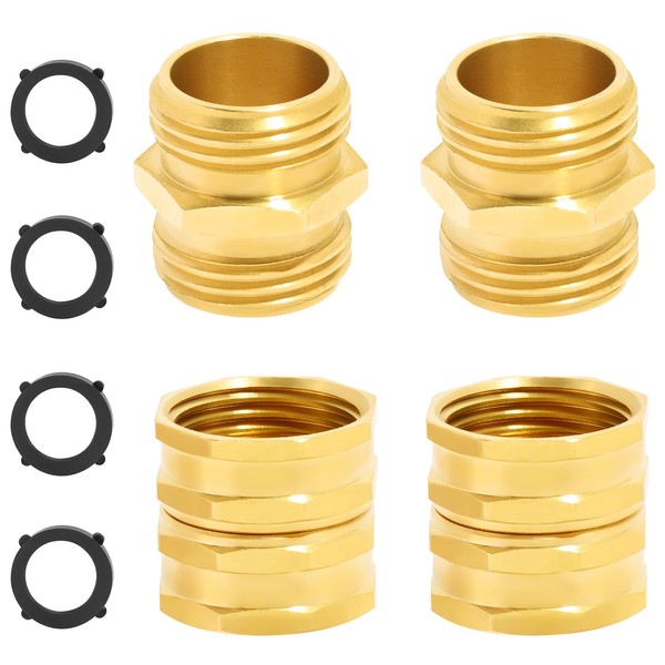 TAROSE 4 Pack Brass Garden Hose Adapter, Male to Male