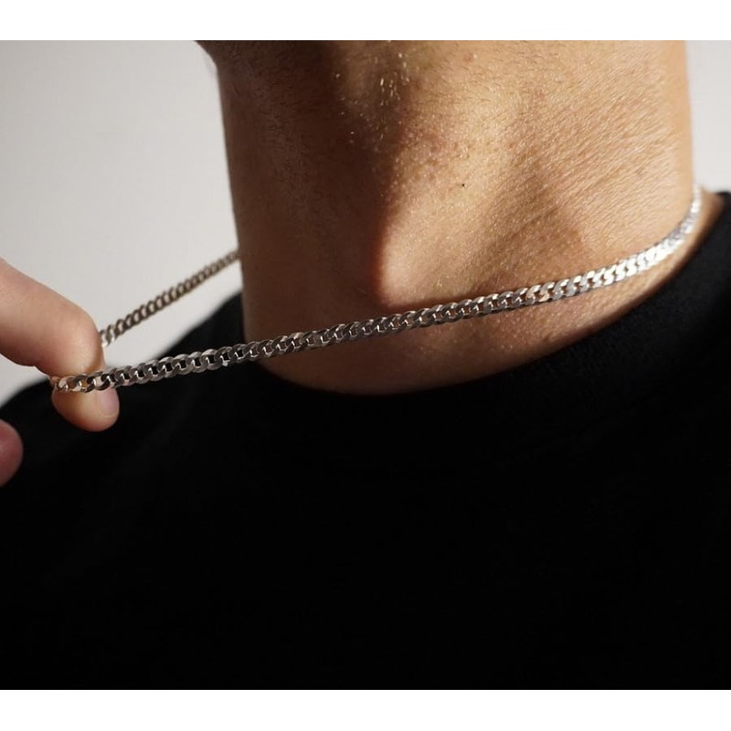 Meeran 5mm Cuban Link Chain for Men, 925 Sterling Silver