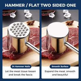 Meat Mallet, Meat Tenderizer Mallet is made of 304 Stainless Steel, Meat Hammer Tenderizer, Meat Pounder Kitchen Hammer For Meat, Dishwasher safe for chicken, beef and steak.(1PCS)